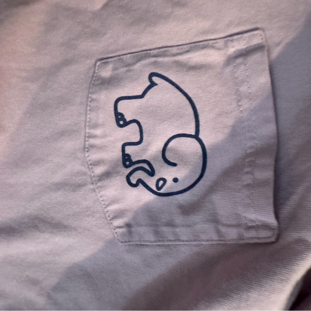 Ivory Ella Long Sleeve Tee with Elephant Pocket - White and Blue